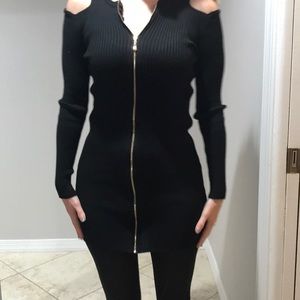 Black open shoulder mini dress or tunic